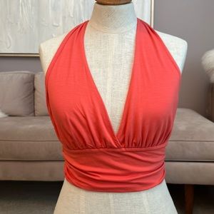 Coral Backless Crop Top